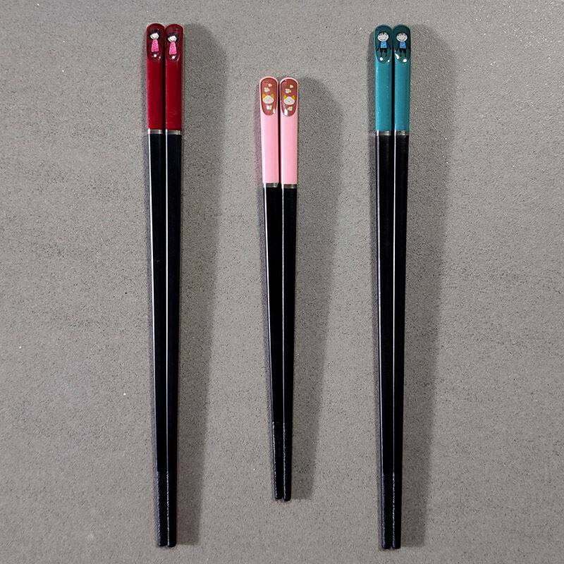 一家三口筷子家庭筷子创意卡通防滑家用亲子儿童三双装三口之家