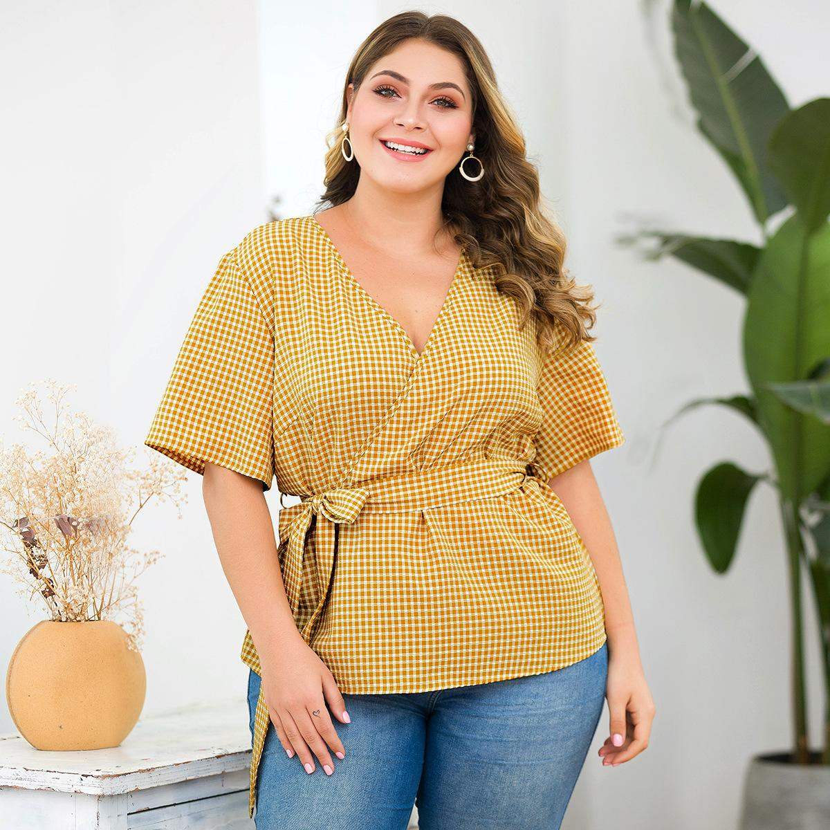 Deep V Neck Blouse Fatter Women Summer tops Big Size大码女装在类目 女装/女士精品, 大码女装中 - 来自Buy2taobao.com提供专业的淘宝代购服务