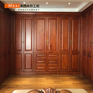 实木整体衣柜定制美式图片