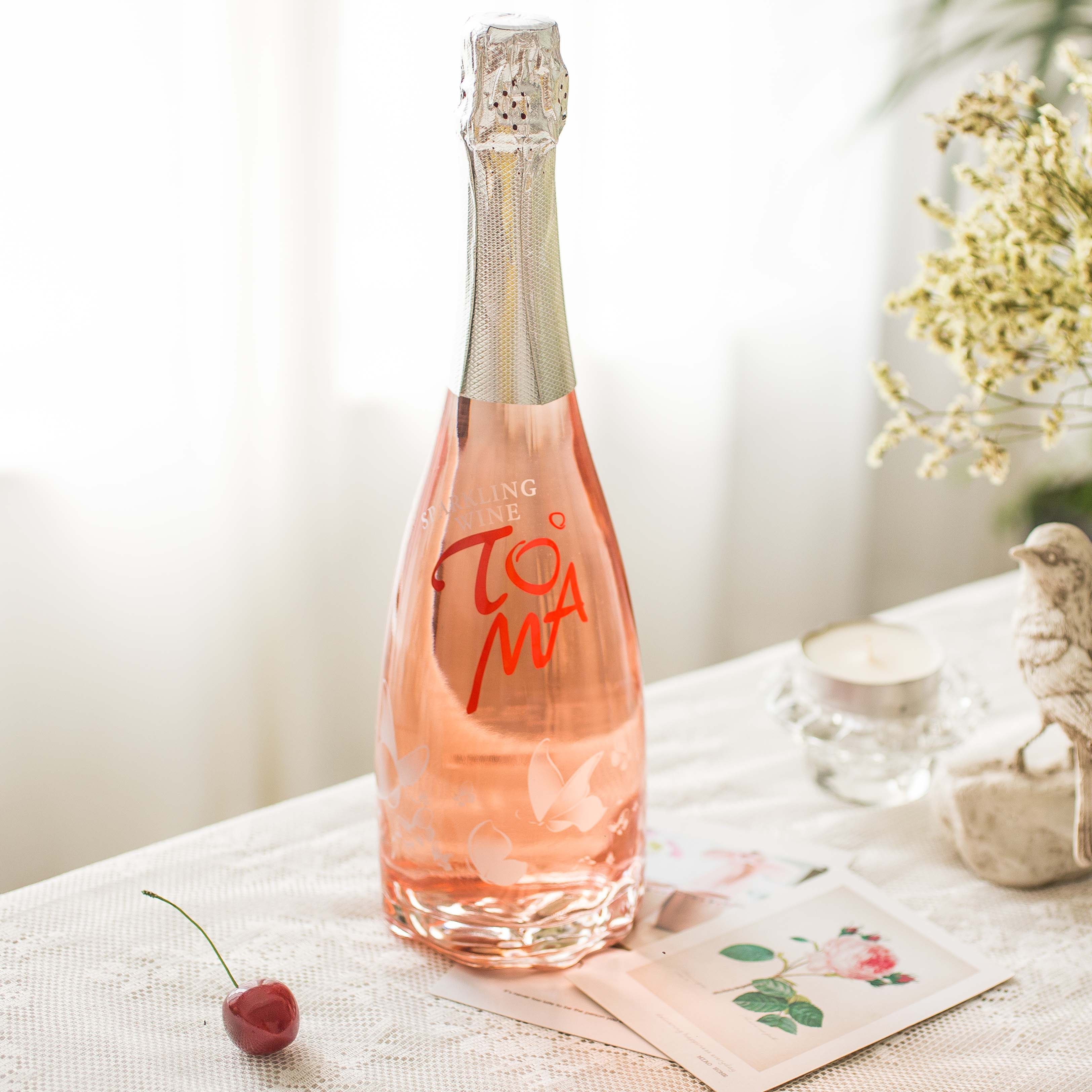 香槟酒大瓶_moscato莫斯卡托朵玛桃红起泡酒甜型香槟葡萄酒大瓶少女