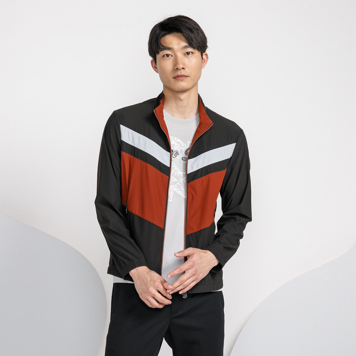 莱克代尔专柜正品男装春秋款立领套装上衣运动外套夹克休闲