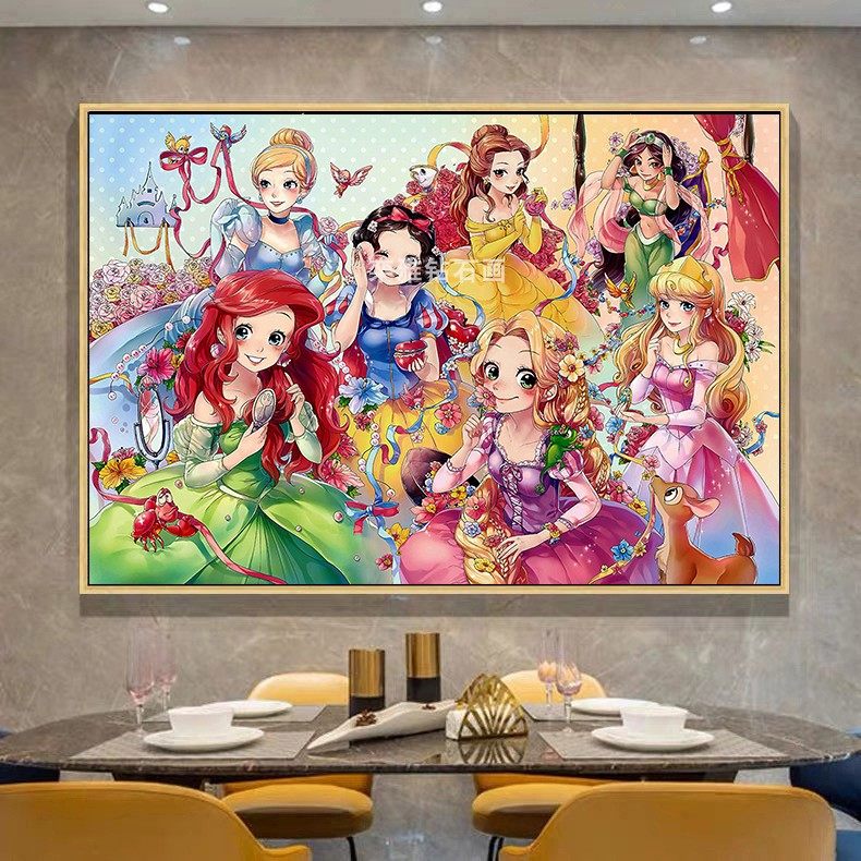 2021美系动漫卡通diy方钻满钻钻石画迪士尼七公主全镶贴钻十字绣