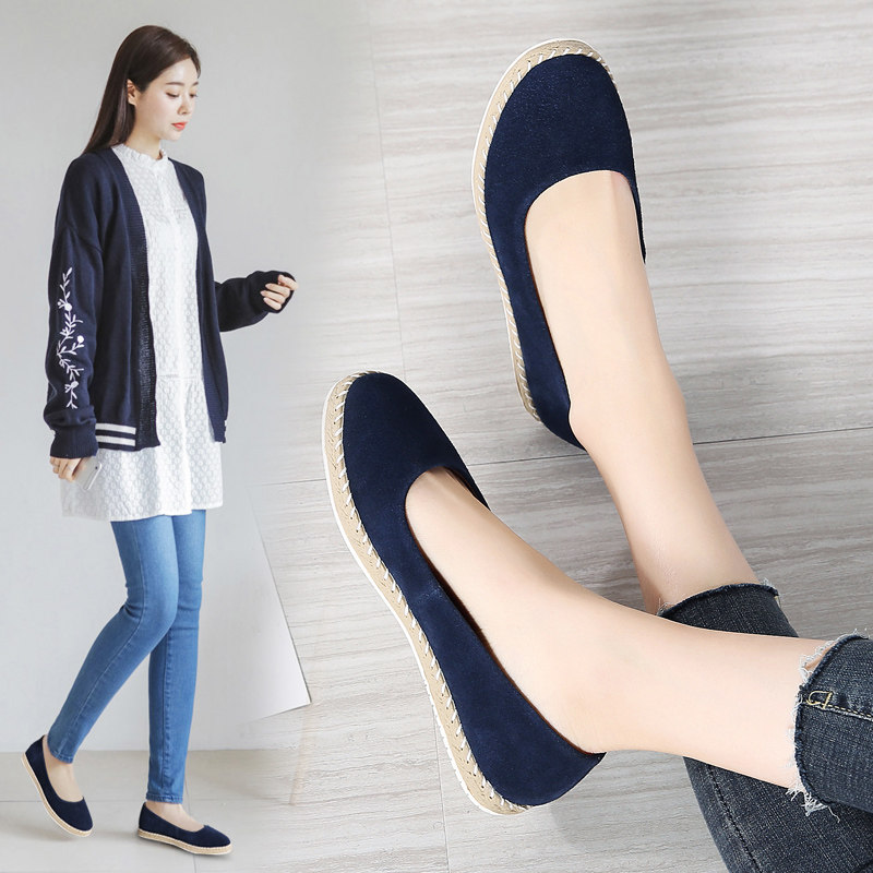 春季浅口平底休闲布鞋女2019新款一脚蹬懒人鞋大码42老北京布鞋女