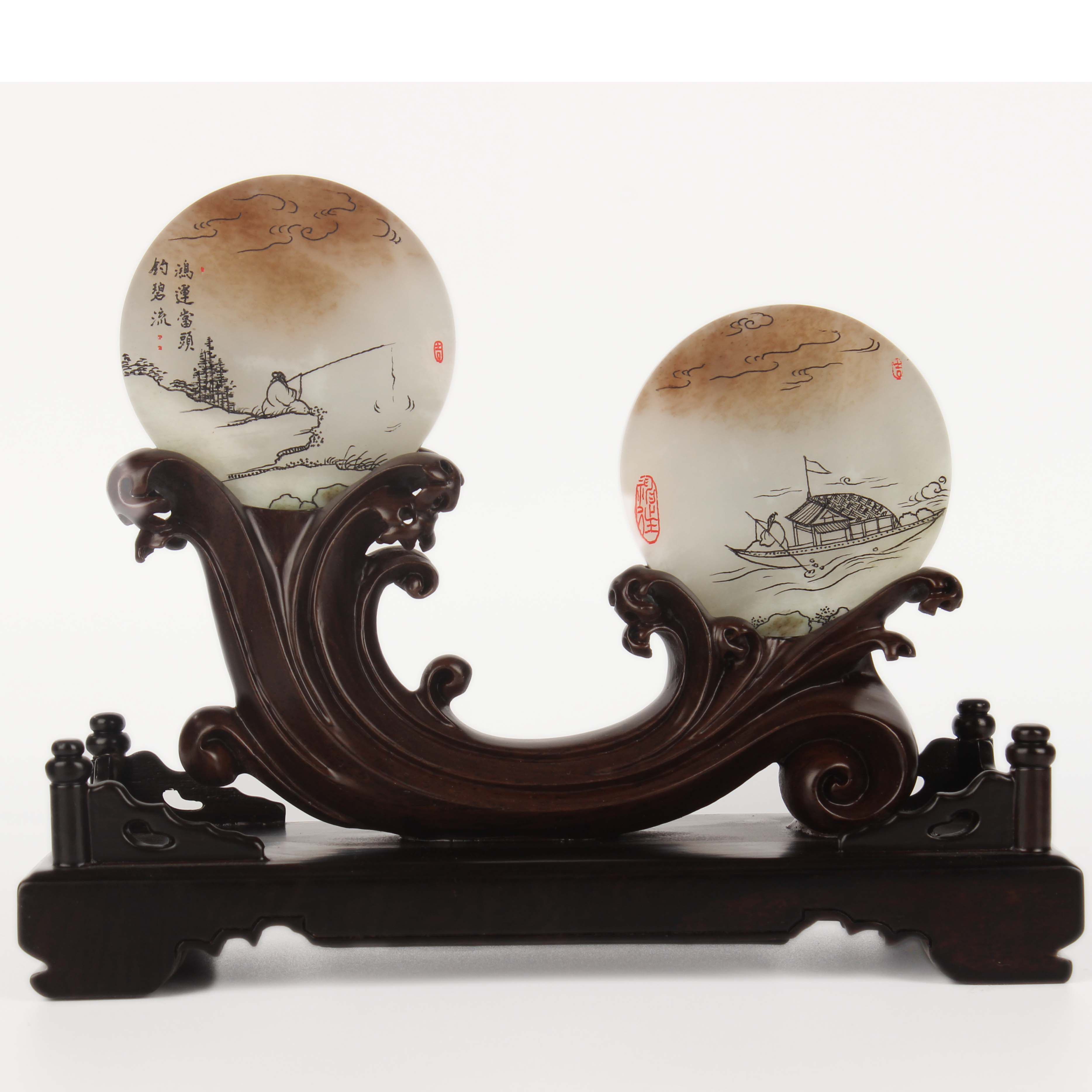 【即刻拍】镇平玉雕馆 独山玉意境双牌 116g