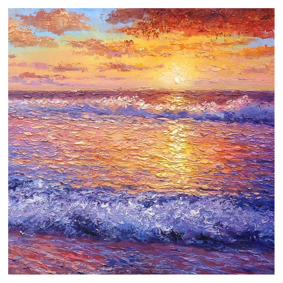李玲姬《日出祥光耀福海》大幅布面原创油画