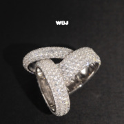 WBJ custom jewelry multi-row inlaid full inlaid ring full circle hand inlaid pave inlaid ring hiphop