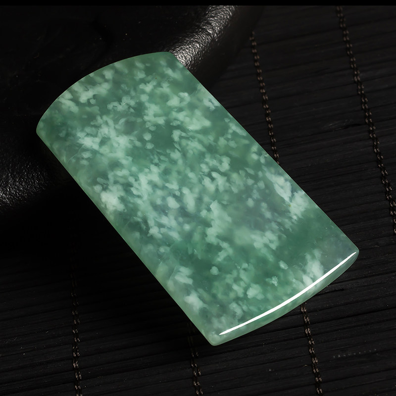 [源头好货-四会】天然翡翠大件冰种木那雪花棉平安无事牌47.72g