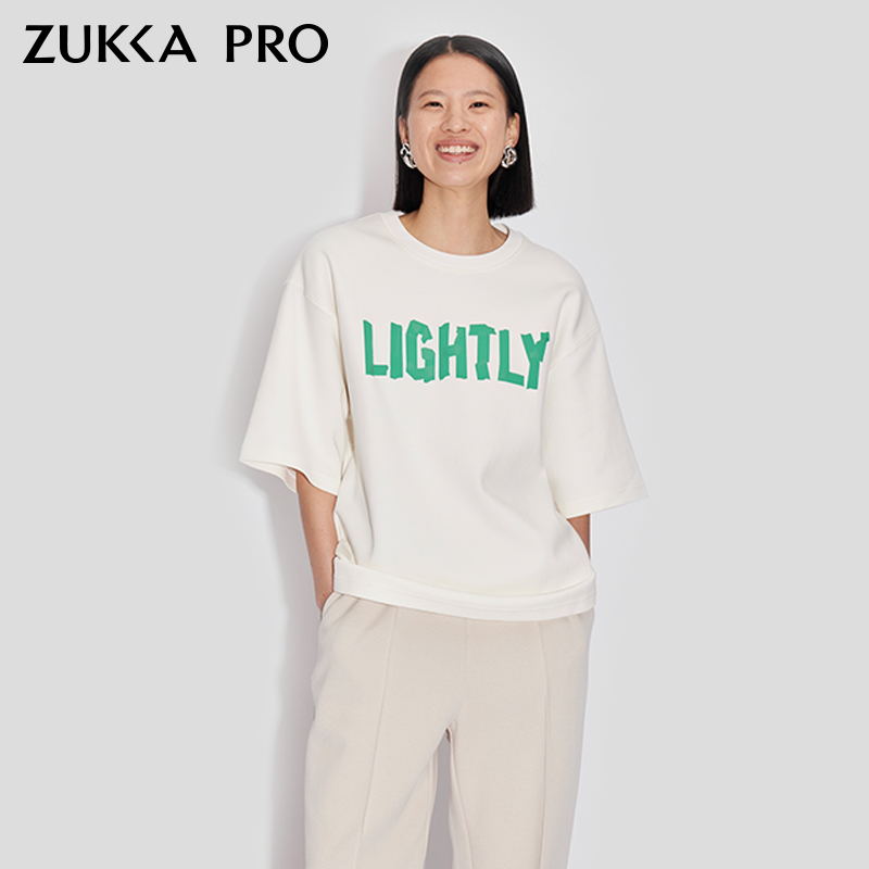 ZUKKA PRO卓卡夏季新款女士短袖T恤字母印花宽松显瘦百搭款上衣