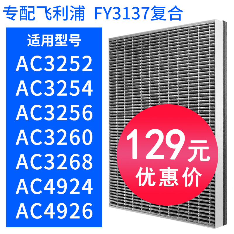 飞利浦净化器过滤网适用AC3252/3254/3256/4550/4552/4076-18滤芯