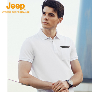Jeep吉普男短袖polo衫透气舒适立领短袖T恤潮流经典男装衣服潮