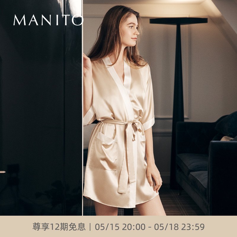 MANITO/曼尼陀真丝睡衣睡袍桑蚕丝浴袍WHISPER家居服春夏季