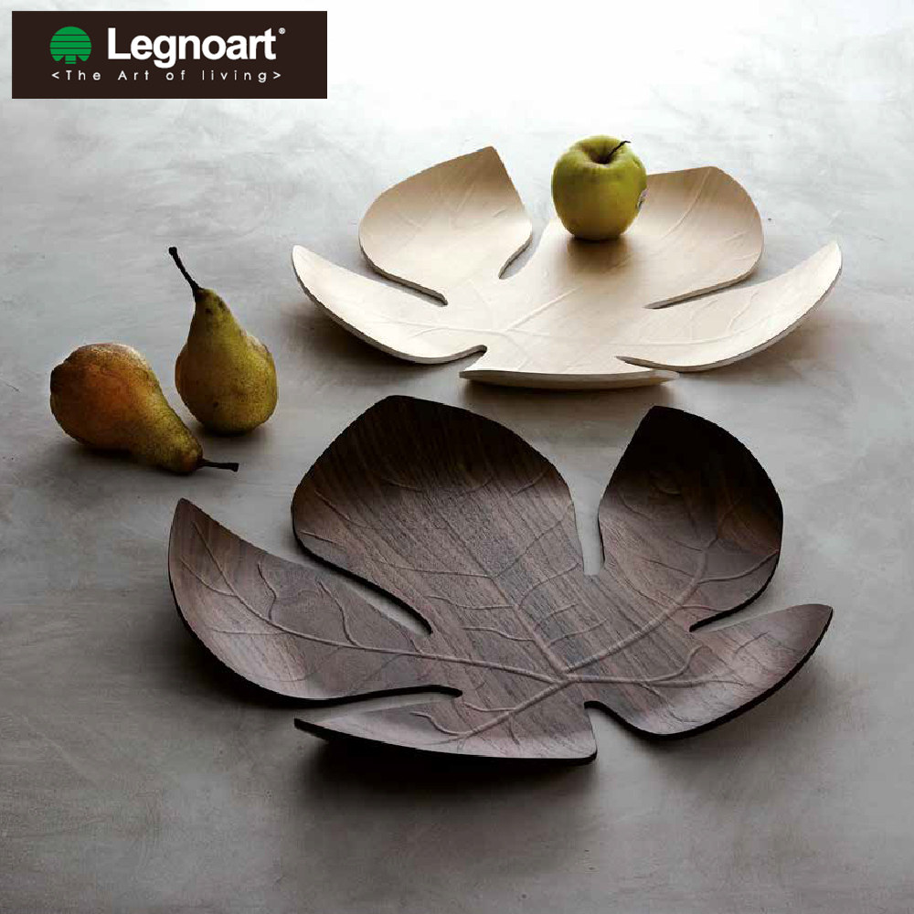 legnoart意大利原装进口枫树叶造型木纹果盘碟时尚创意设计师款