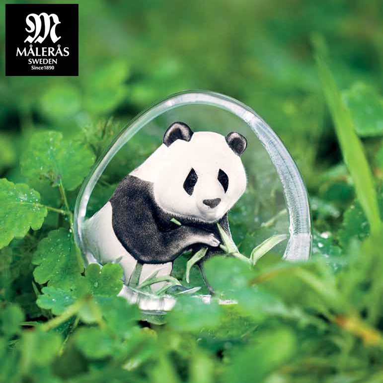 瑞典maleras摩拉诺斯 水晶国宝大熊猫工艺摆件外国人馈赠礼物收藏