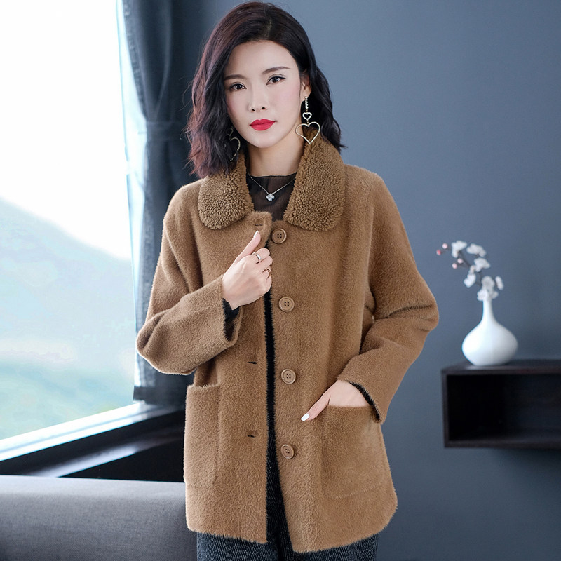 妈妈冬装外套衣女时尚洋气仿水貂绒中年新款年轻短款上衣40岁50岁