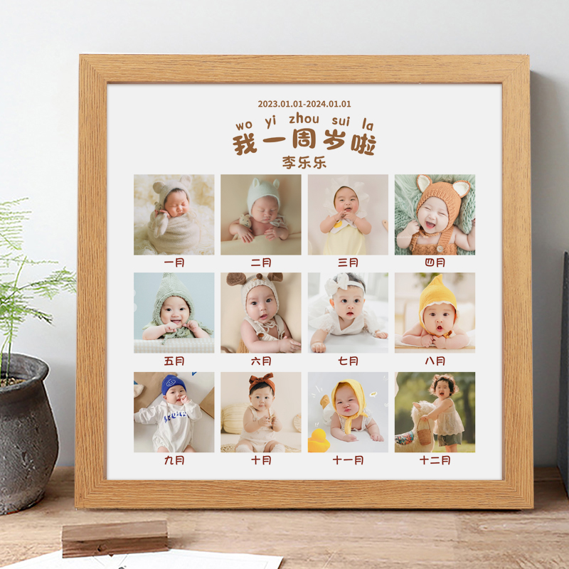 宝宝一周岁成长记录纪念品12个月照