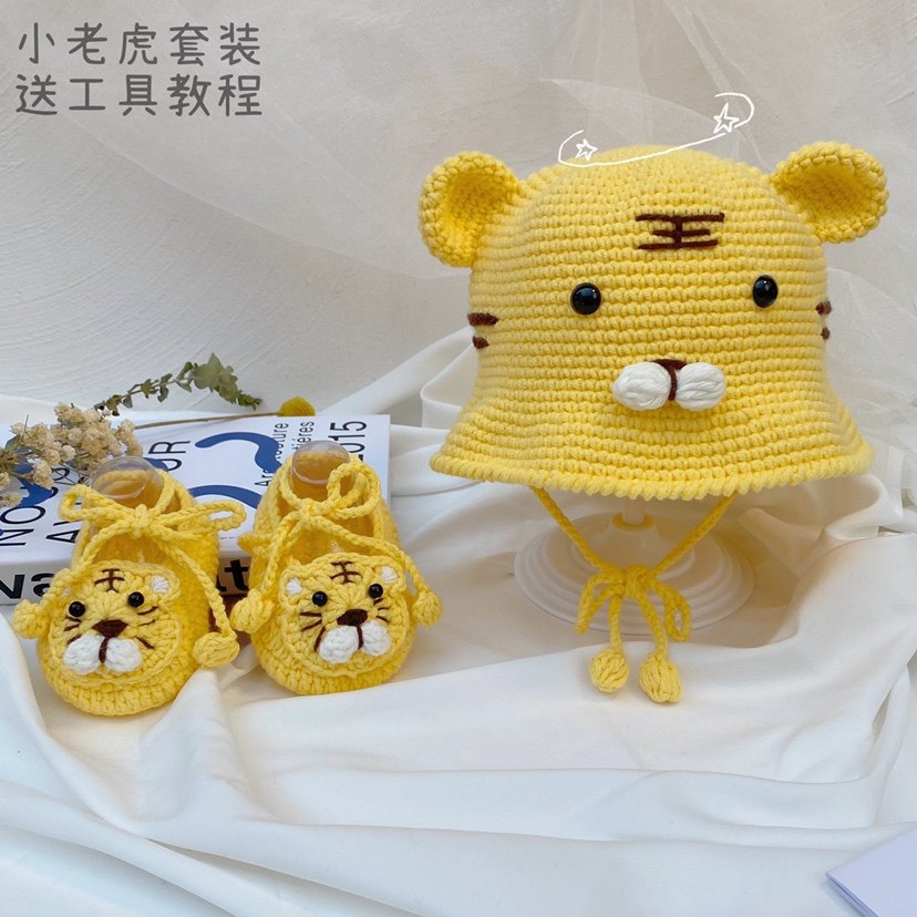 diy毛线帽宝宝_米粒麻麻手工 新手diy老虎本命年宝宝鞋手编帽子婴儿