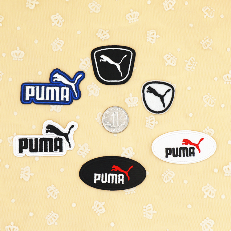 运动品牌标志布贴 黑白纯色椭圆刺绣 绣标徽章衣服包鞋熨烫补丁贴