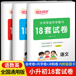 阳光同学小学毕业升学复习18套试卷语文数学英语全套人教版小学六年级升七年级试卷真题小升初专项训练必刷练习册全国通用