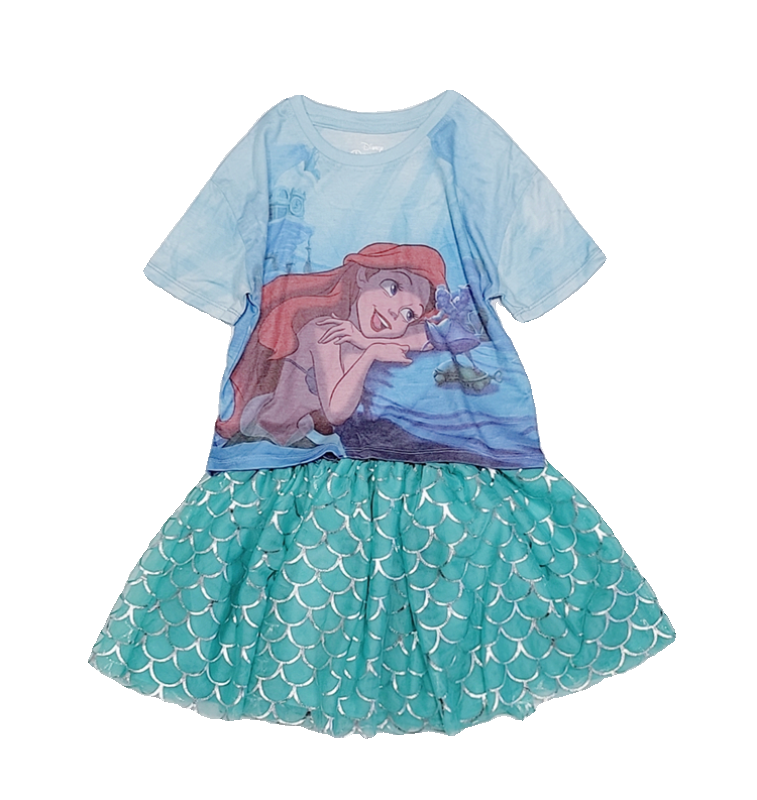2-5码外单夏款新款女童超美美人鱼公主短袖T恤+纱裙半裙两件套装