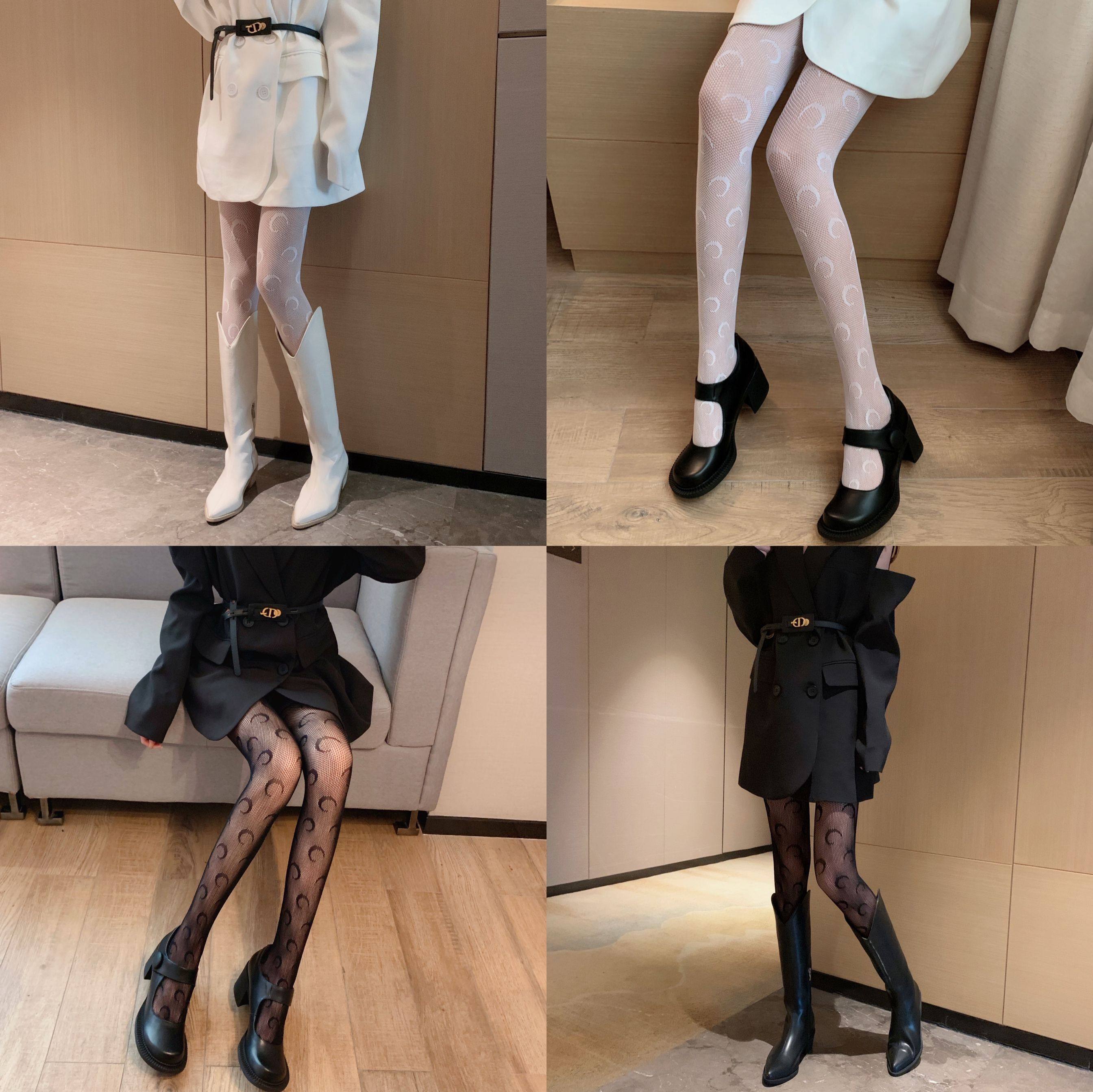 价网红月亮性感渔网袜女长筒ins潮春秋薄款黑色连裤