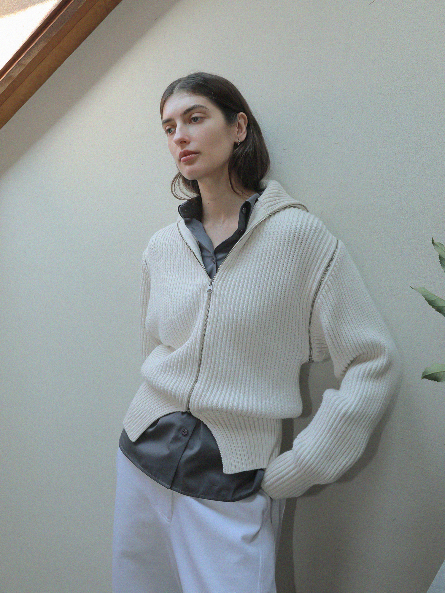 ESALSO 超纤羊毛可拆卸翻领毛衣*黑白灰 Knock-down Wool Sweater