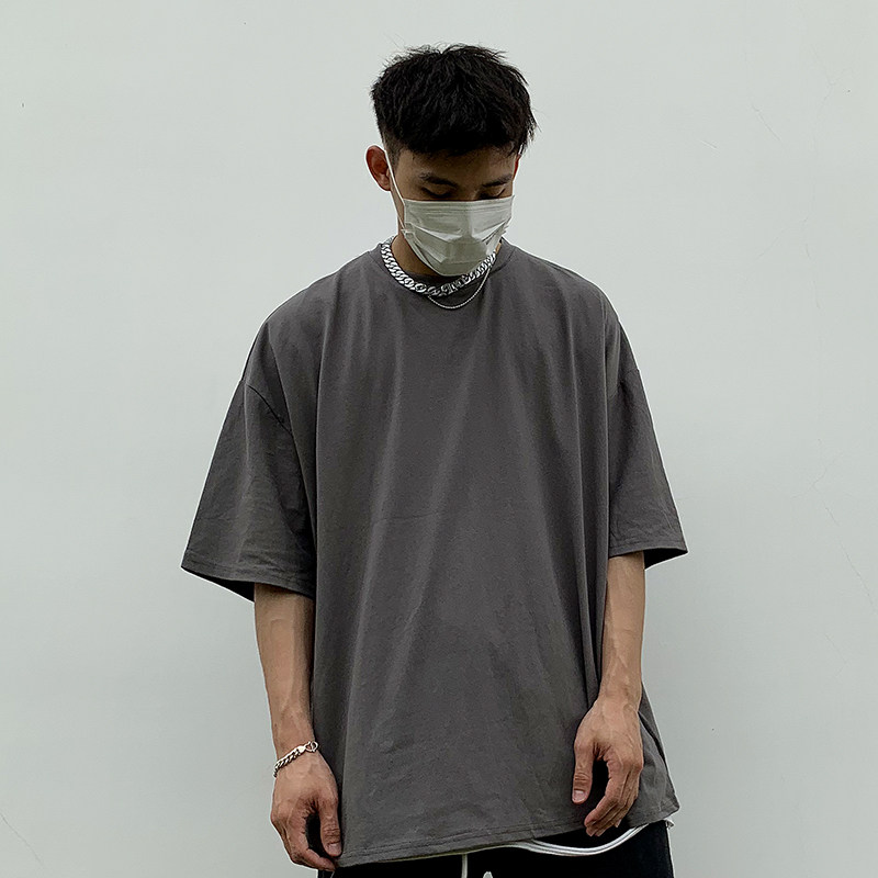 yeezy season椰子侃爷风oversize宽松街头潮纯色简约男女短袖t恤