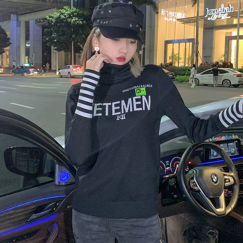 堆堆高领条纹毛衣女秋冬外穿2021新款修身显瘦长袖针织打底衫上衣|msdalam kategori Butik wanita / wanita, sweater - dari Buy2taobao.com untuk memberikan perkhidmatan ejen Taobao profesional membeli