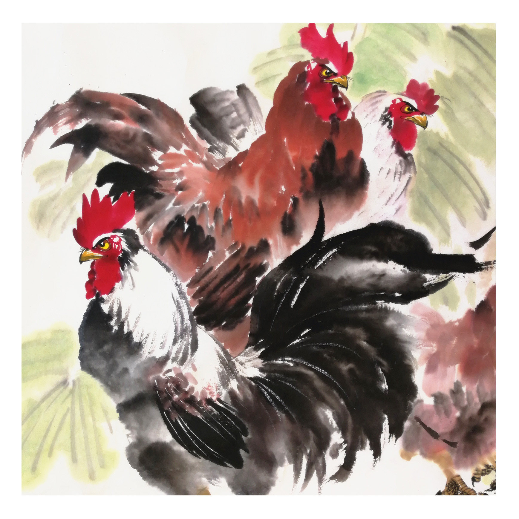 (朝鲜)女功勋画家 金贤静《嬉戏图》白虎创作社 国画 星朝画廊