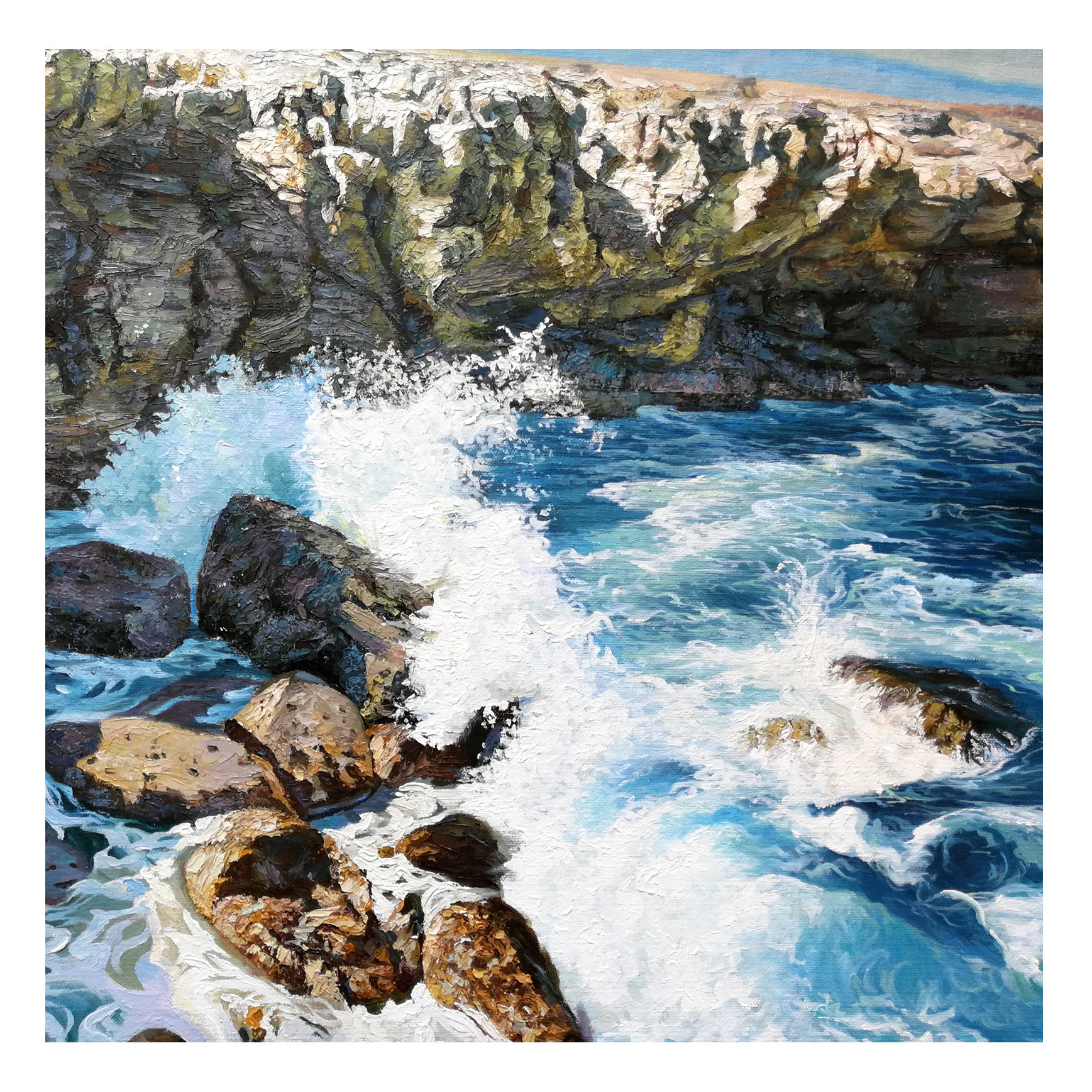 (朝鲜)功勋画家 金明哲《海浪》万寿台美术创作社 星朝