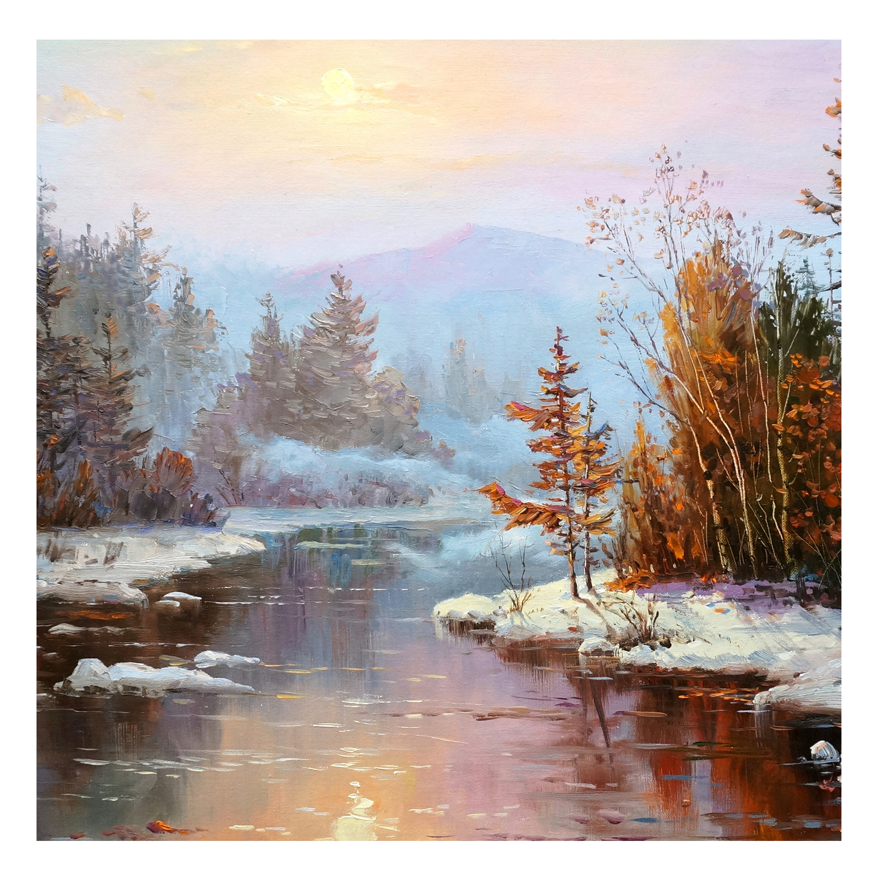 (朝鲜)精品 功勋画家 金哲进《冰雪融化》平壤美术大学 星朝