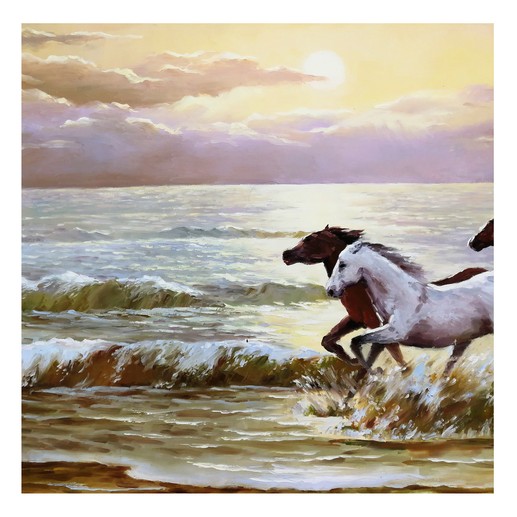 (朝鲜)大幅1.6米 功勋画家 金明日《踏浪骏马》 中央美术创作社