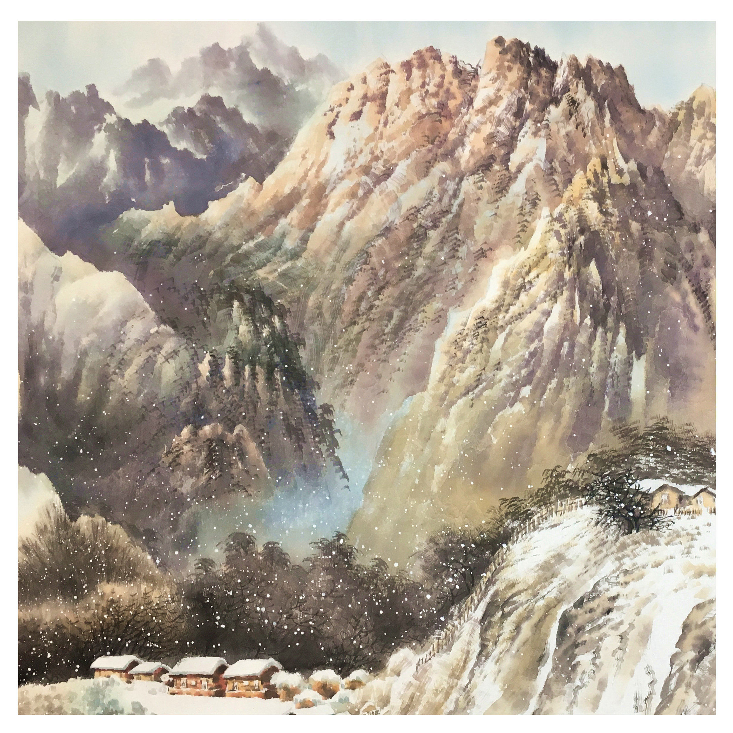 (朝鲜)崔日贤《崇山峻岭》平壤美术大学 星朝画廊