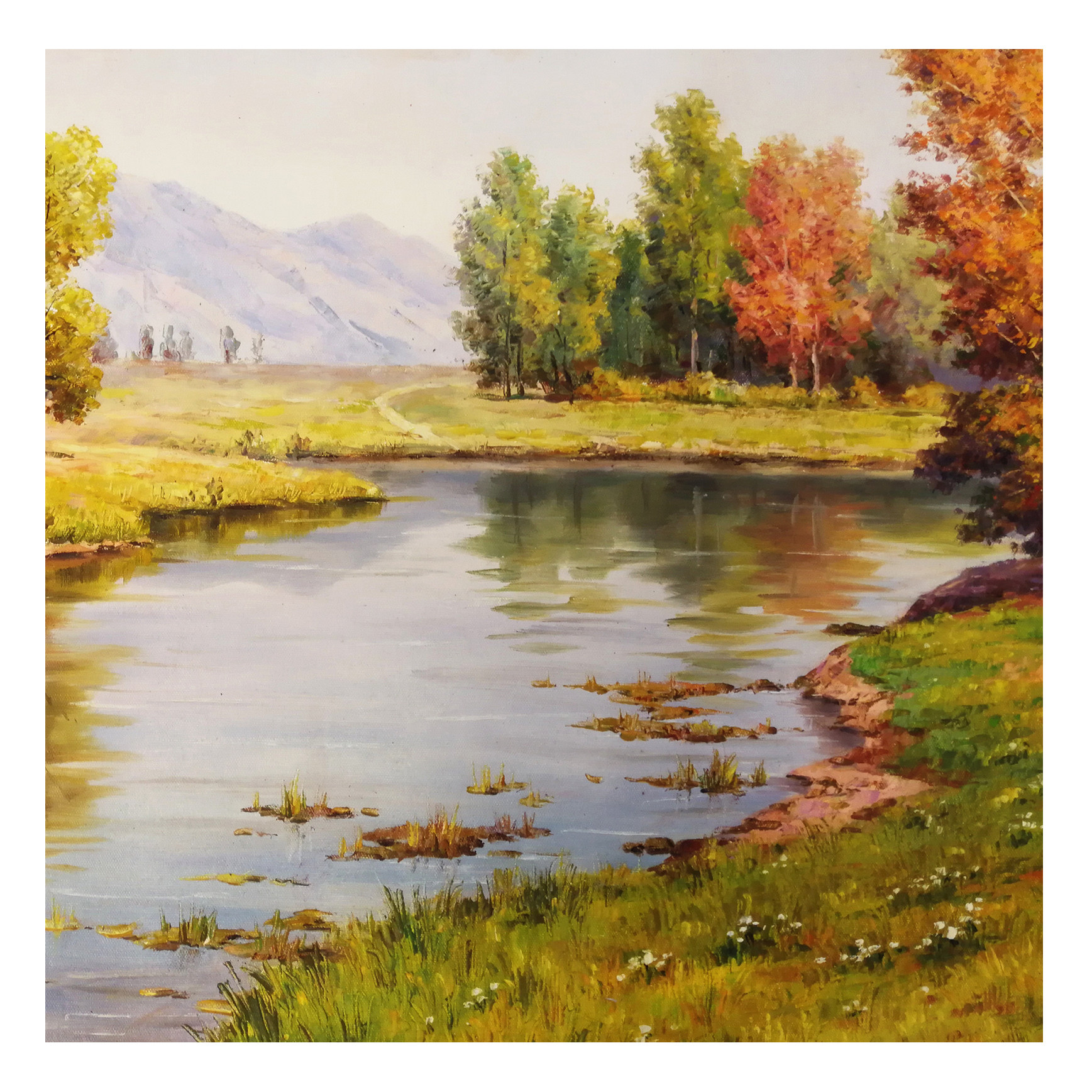 (朝鲜)思成《湖景》平壤美术大学 星朝画廊