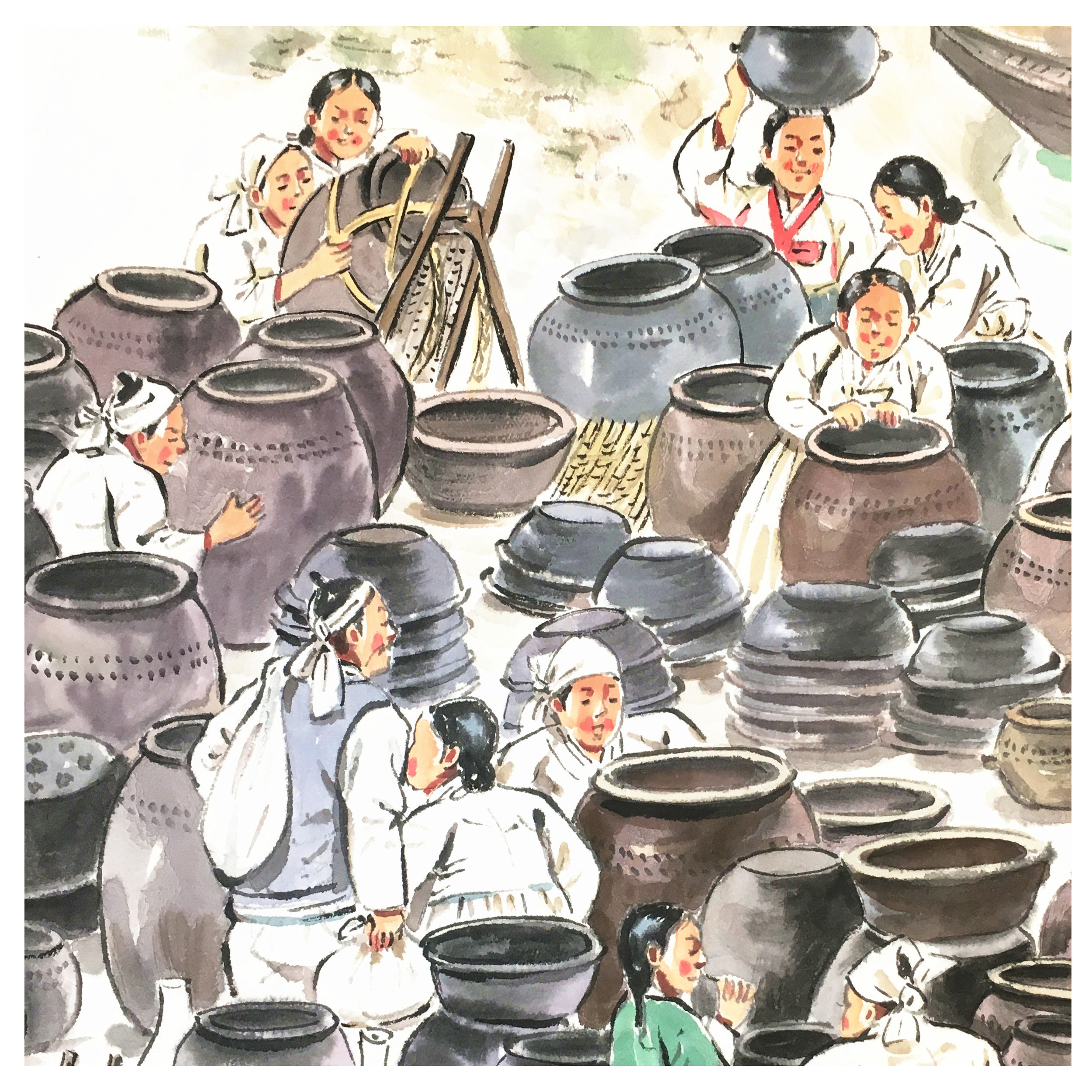 (朝鲜)经典民俗画 申玉《码头》平壤美术大学 星朝美术馆