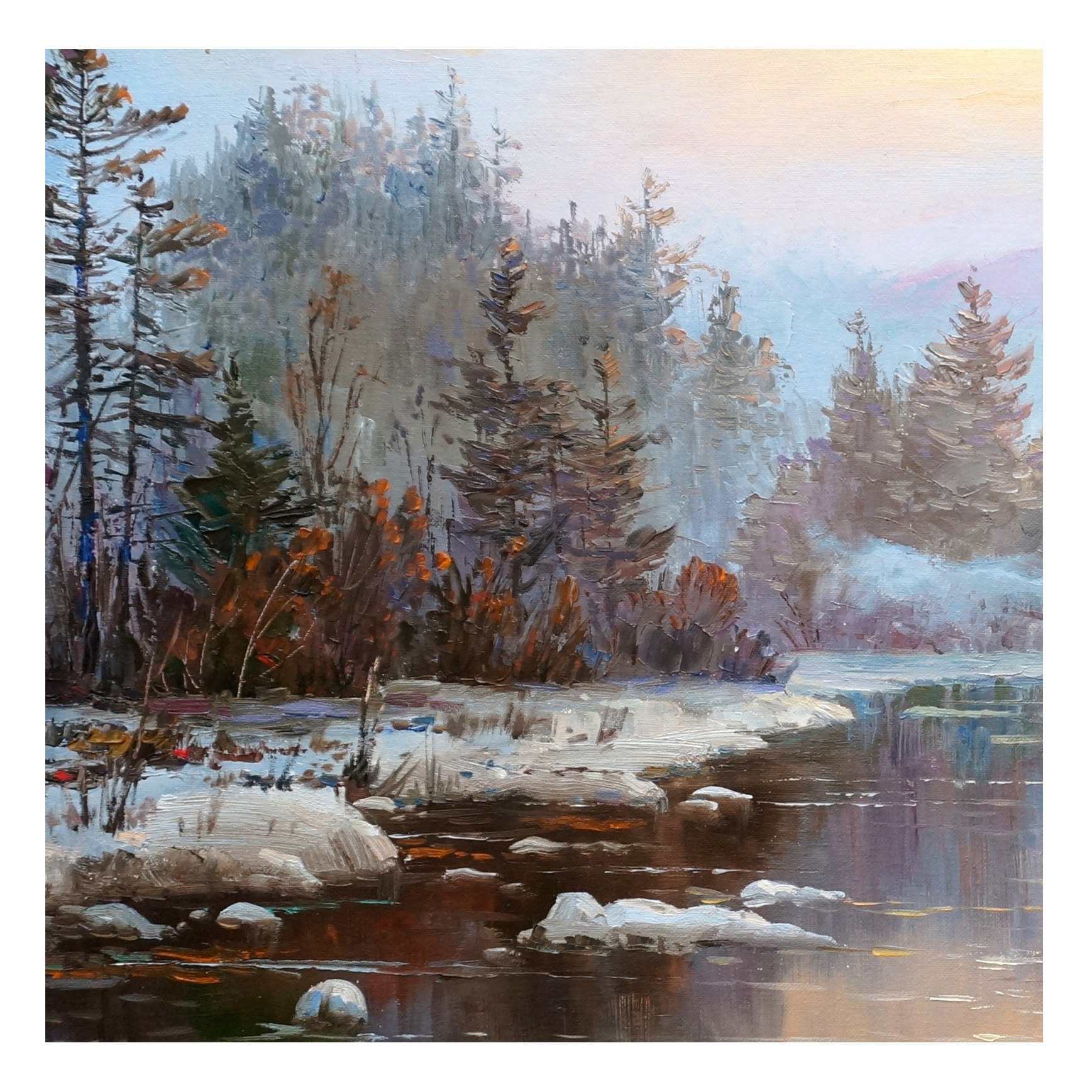 (朝鲜)精品 功勋画家 金哲进《冰雪融化》平壤美术大学 星朝