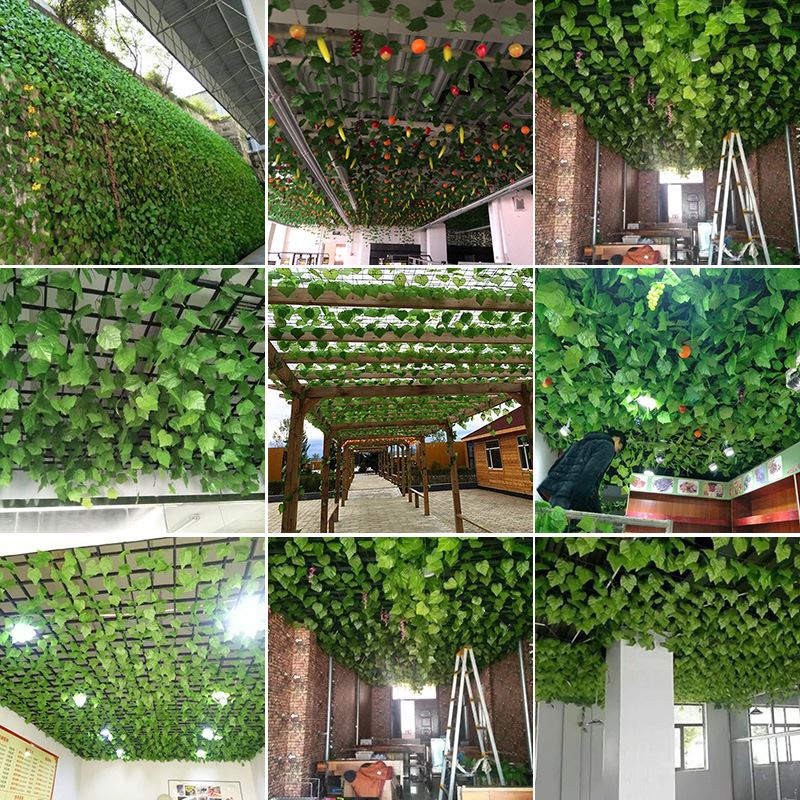 花藤绿叶装饰仿真葡萄叶假树叶植物藤条塑料藤蔓缠绕吊顶假花叶子