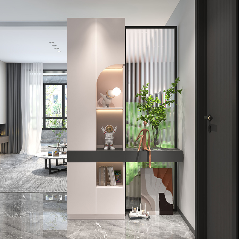入户玄关柜客厅隔断柜置物架落地长虹玻璃屏风装饰柜门口轻奢酒柜