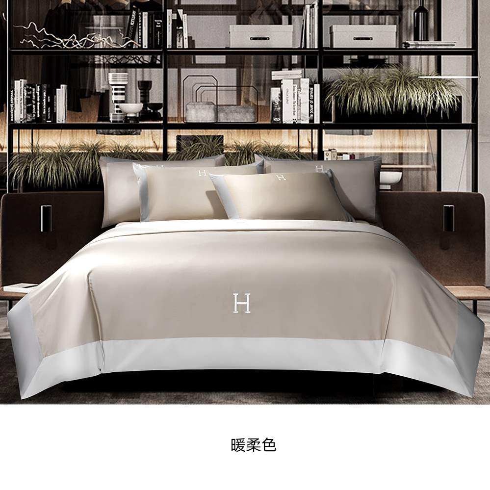 plantinum轻奢贡缎长绒四件件套超柔柔软亲肤刺绣床品套件