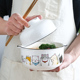 日式泡面碗陶瓷带盖饭盒可微波炉加热卡通学生宿舍方便面碗筷套餐