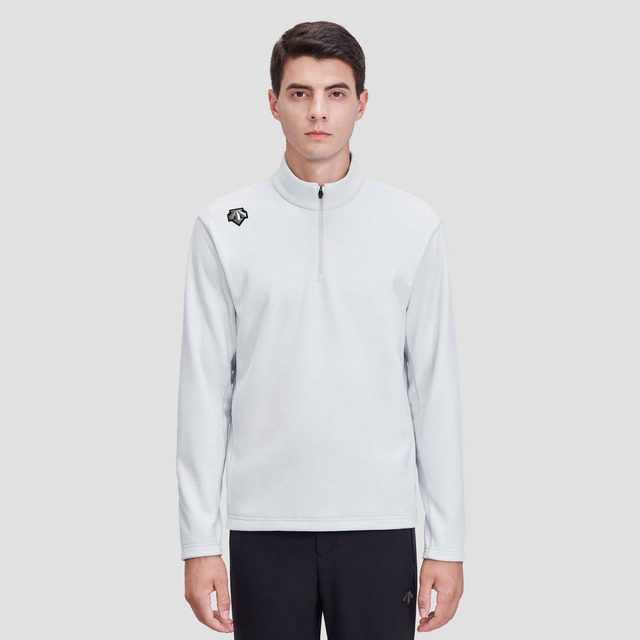 descente迪桑特 摇粒绒保暖面料 男士针织半拉链运动长袖t恤 秋冬