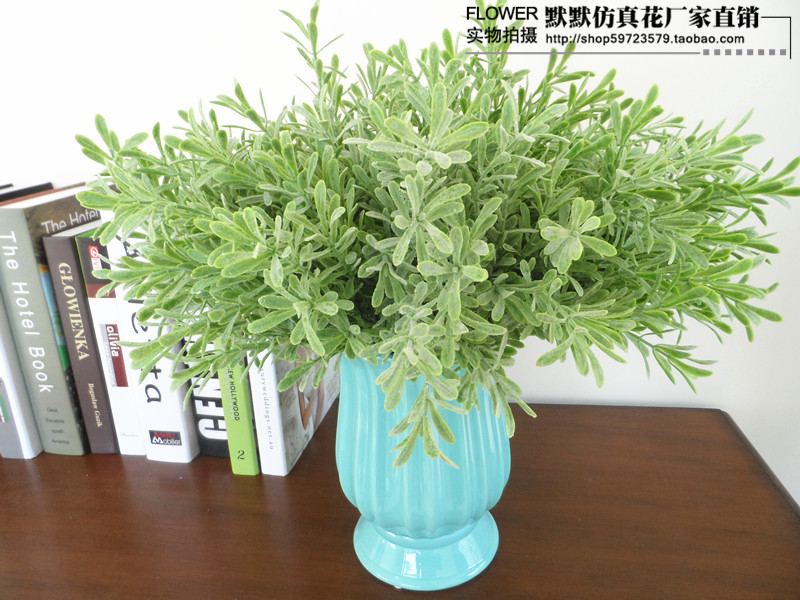 高仿真植毛小草 塑料草花 成品套装 家居摆放花艺 植物墙叶子