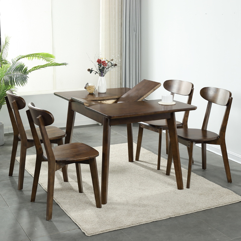 北欧实木餐桌小户型可伸缩折叠餐桌椅组合现代简约餐厅家用饭桌子