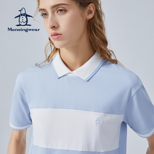 MUNSINGWEAR/万星威女士春夏高尔夫新品时尚撞色短袖翻领PoloT恤