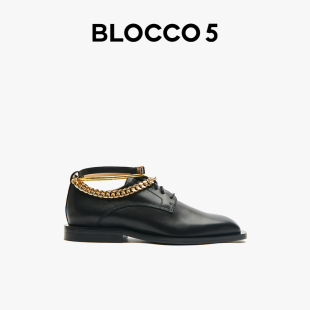 blocco52021时尚女春季经典复古德比鞋牛津鞋中性无性别主义