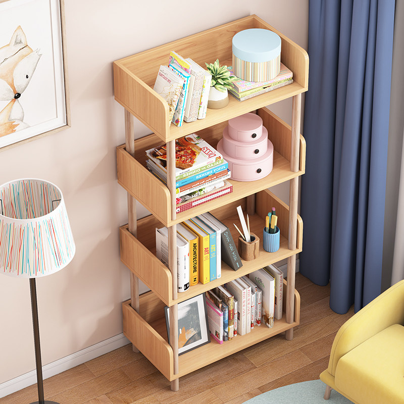 书桌旁边书本收纳置物架落地学生防尘书架储物柜多功能整理收纳架