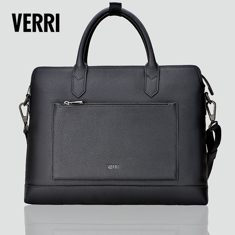 verri公文包男士真皮商务手提包头层牛皮青年电脑包单肩斜挎包包