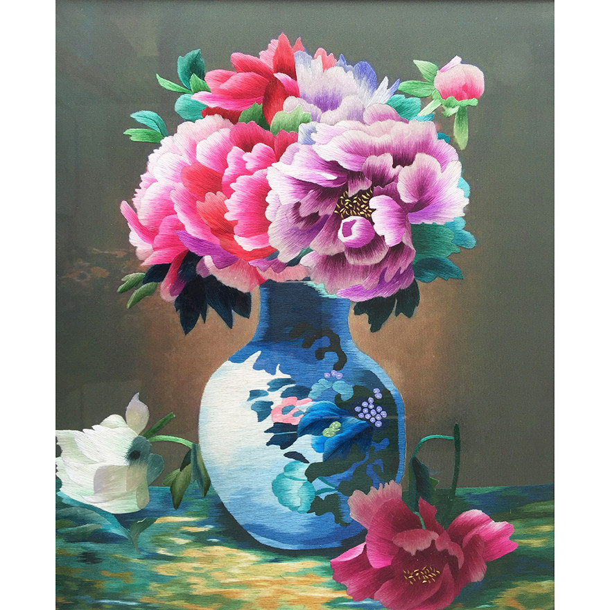 匠心精细《富贵平安》苏绣真丝