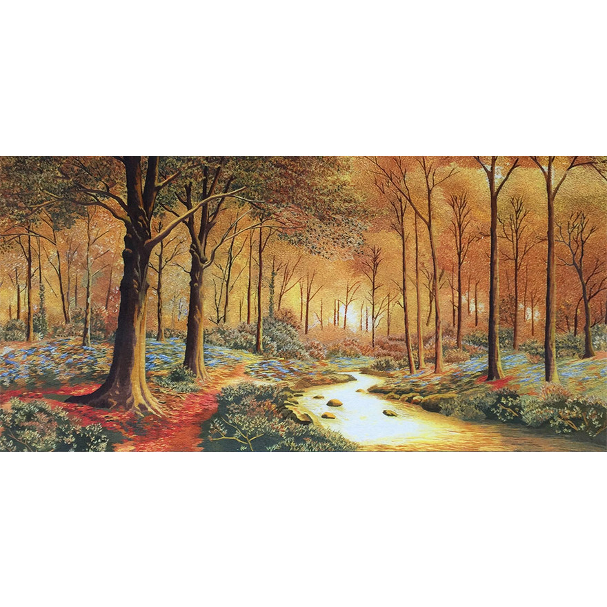 匠心苏绣《森林小溪》 精细真丝