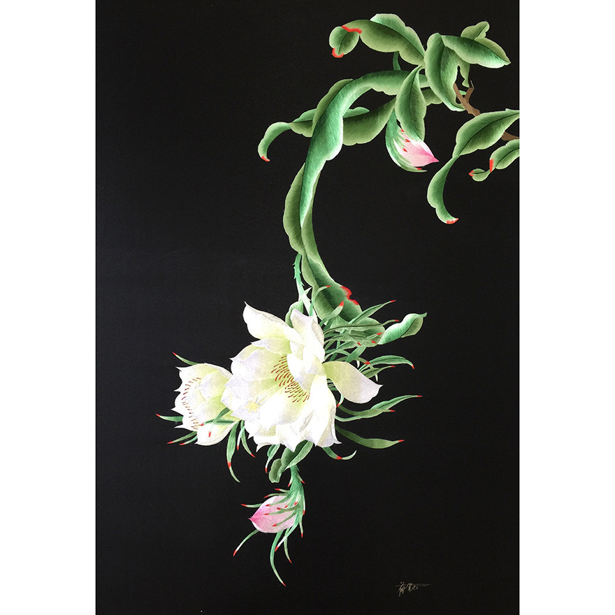 【即拍即得】匠心精细《昙花》苏绣真丝