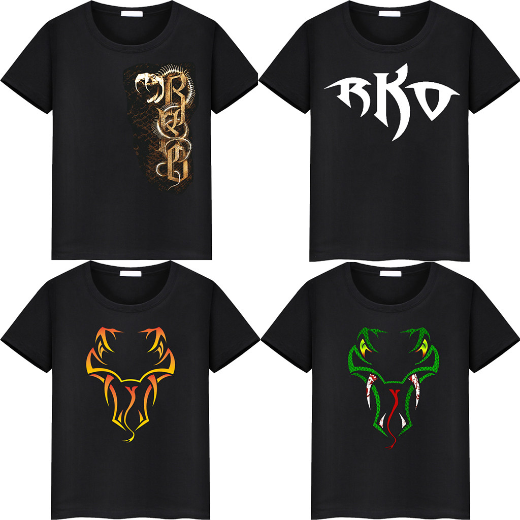 兰迪奥顿randy orton毒蛇rko摔角印花宽松短袖休闲潮牌t恤上衣男